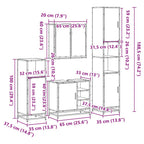 4-tlg. Badmöbel-Set Räuchereiche Holzwerkstoff