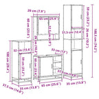 4-tlg. Badmöbel-Set Räuchereiche Holzwerkstoff