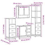 4-tlg. Badmöbel-Set Räuchereiche Holzwerkstoff