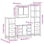 4-tlg. Badmöbel-Set Räuchereiche Holzwerkstoff