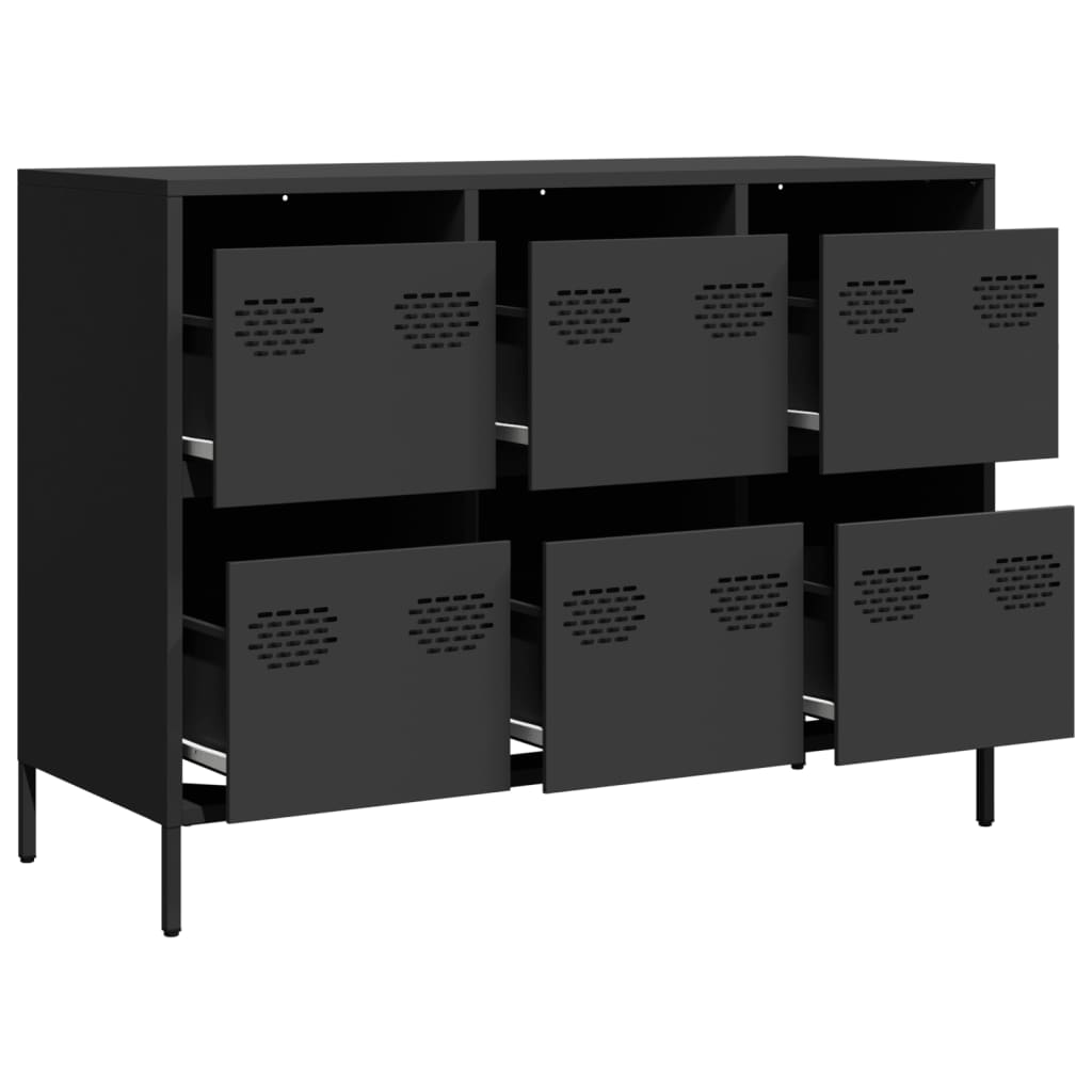 Sideboard Schwarz 101,5x39x73,5 cm Kaltgewalzter Stahl