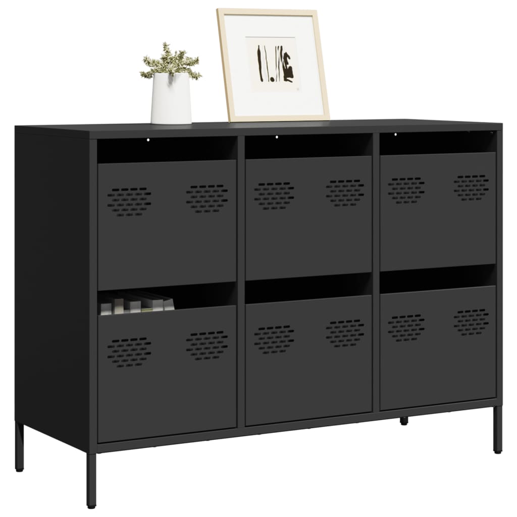 Sideboard Schwarz 101,5x39x73,5 cm Kaltgewalzter Stahl