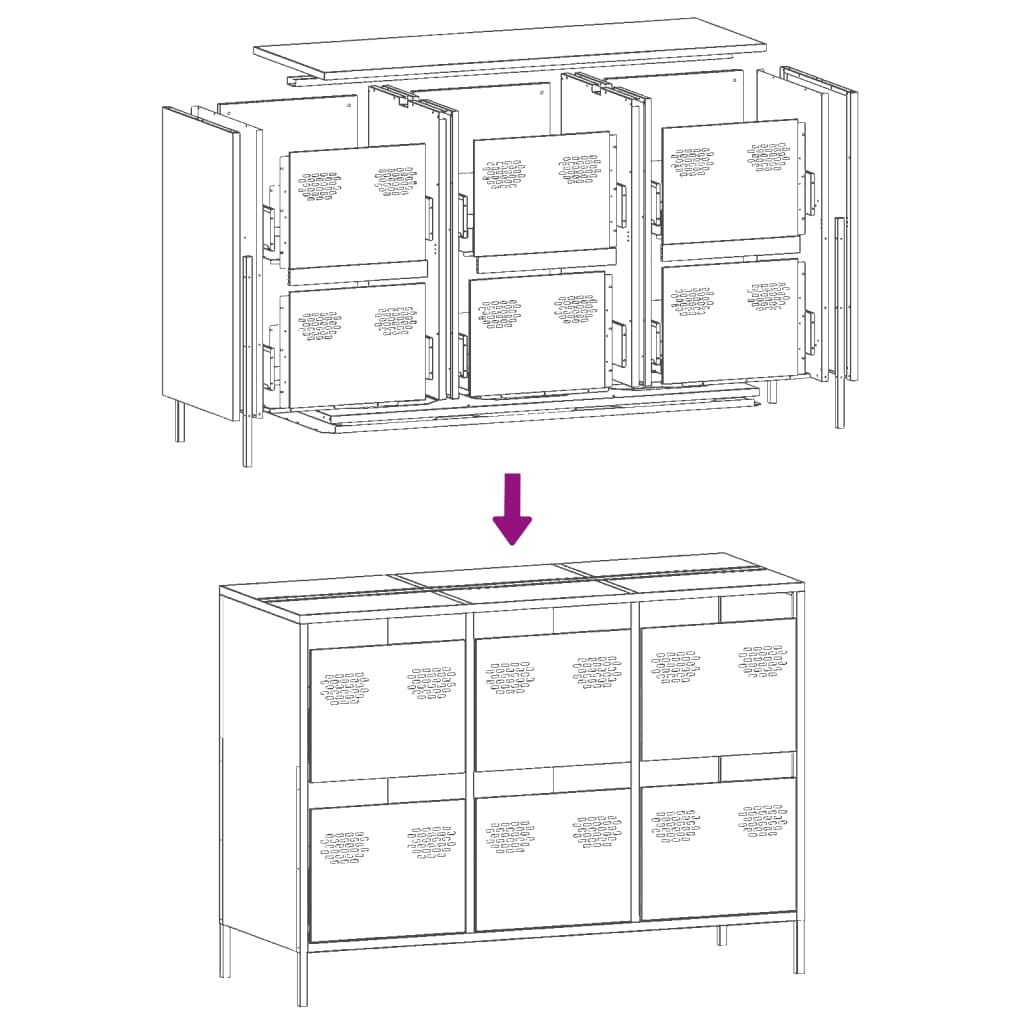 Sideboard Senfgelb 101,5x39x73,5 cm Kaltgewalzter Stahl