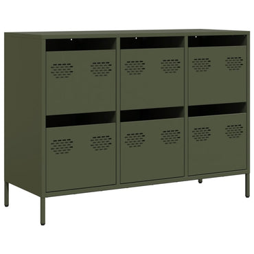 Sideboard Olivgrün 101,5x39x73,5 cm Kaltgewalzter Stahl