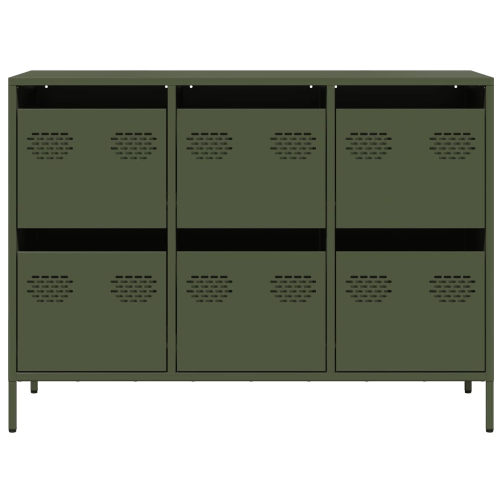 Sideboard Olivgrün 101,5x39x73,5 cm Kaltgewalzter Stahl