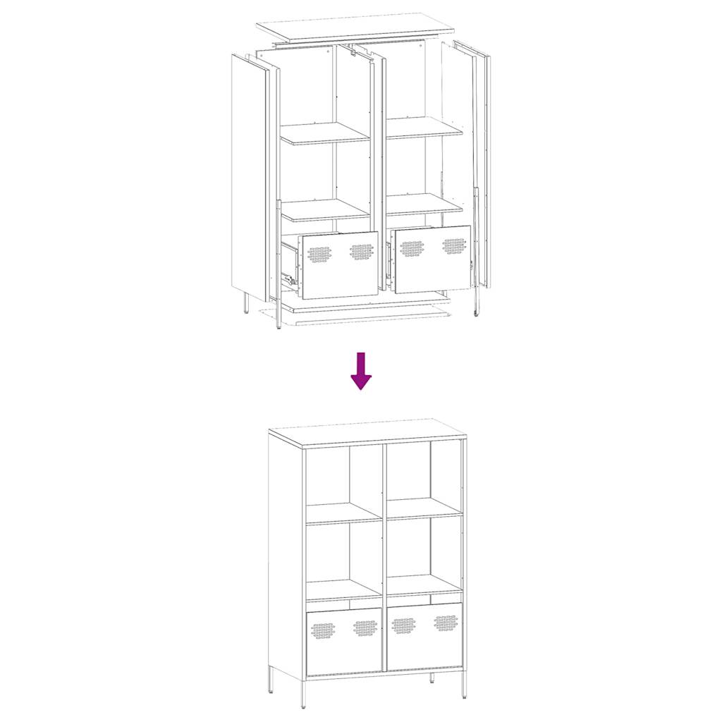 Highboard Senfgelb 68x39x103,5 cm Stahl