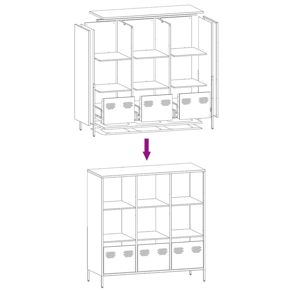 Highboard Schwarz 101,5x39x103,5 cm Stahl