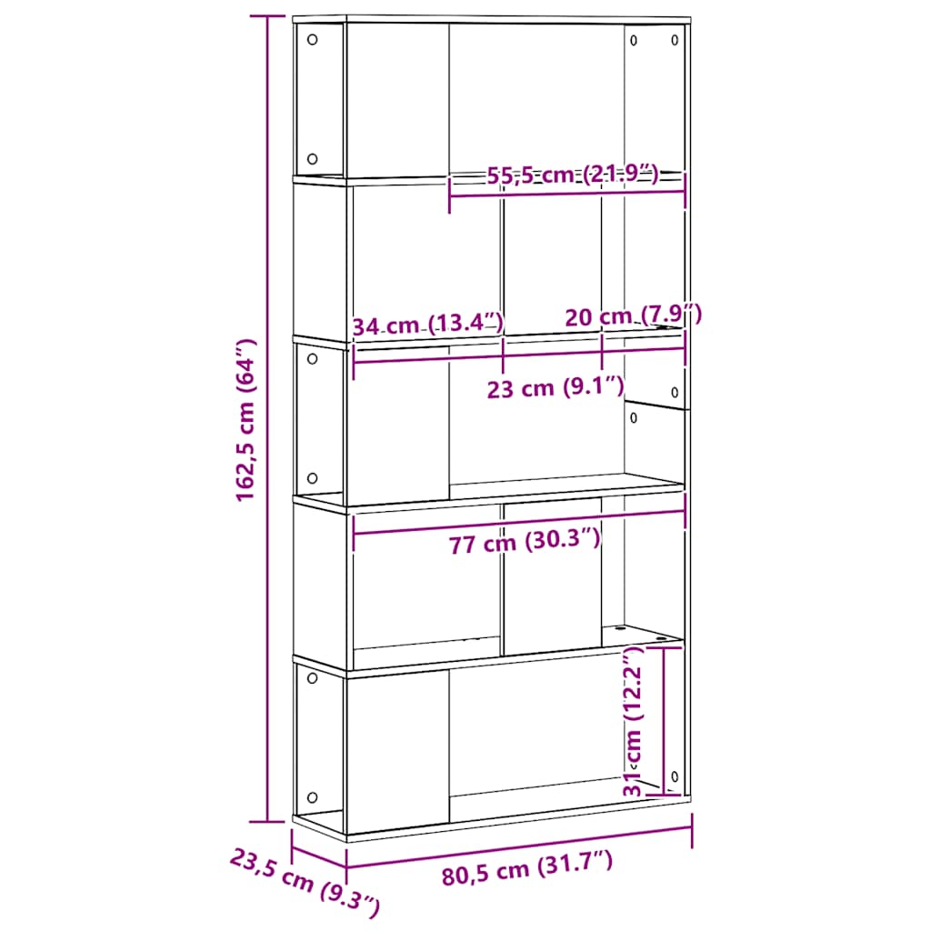 Bücherregal 5 Böden Artisan-Eiche 80,5x23,5x162,5 Holzwerkstoff