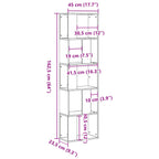 Bücherregal 5 Böden Betongrau 45x23,5x162,5 cm Holzwerkstoff