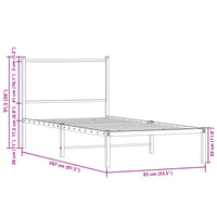 Metallbett ohne Matratze Braun Eichen-Optik 80x200 cm