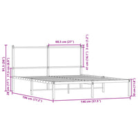 Metallbett ohne Matratze Braun Eichen-Optik 140x190 cm