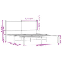 Metallbett ohne Matratze Braun Eichen-Optik 140x200 cm