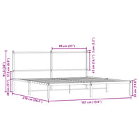 Metallbett ohne Matratze Braun Eichen-Optik 183x213 cm