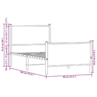 Metallbett ohne Matratze Braun Eichen-Optik 75x190 cm