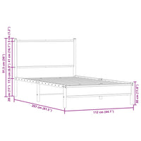 Metallbett ohne Matratze Räuchereiche 107x203 cm