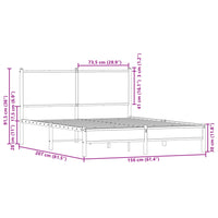 Metallbett ohne Matratze Braun Eichen-Optik 150x200 cm