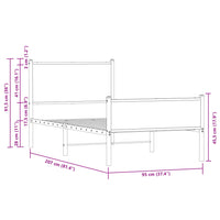 Metallbett ohne Matratze Eichen-Optik 90x200 cm