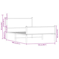 Metallbett ohne Matratze Eichen-Optik 120x190 cm