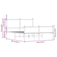 Metallbett ohne Matratze Eichen-Optik 140x200 cm