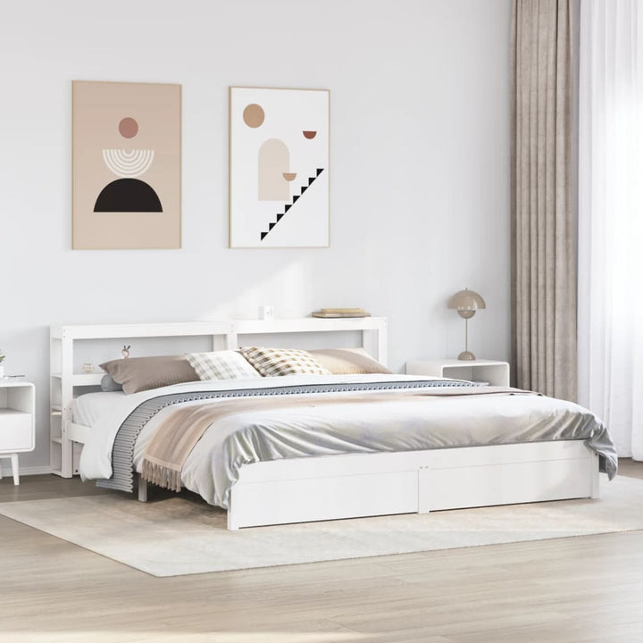 Bettgestell mit Kopfteil ohne Matratze Weiß 180x200 cm