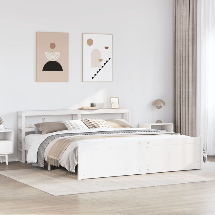 Bettgestell mit Kopfteil ohne Matratze Weiß 180x200 cm