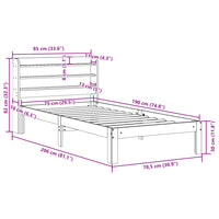 Bettgestell mit Kopfteil ohne Matratze 75x190 cm