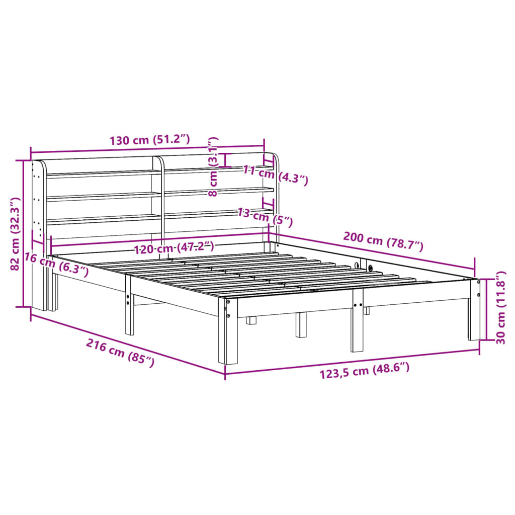 Bettgestell mit Kopfteil ohne Matratze 120x200 cm