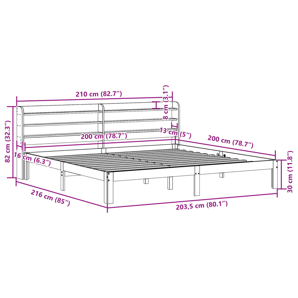 Bettgestell mit Kopfteil ohne Matratze 200x200 cm