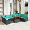 Garten Essgruppe mit Kissen 11 pcs Schwarz und Teal