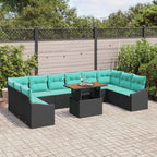 Garten Essgruppe mit Kissen 11 pcs Schwarz und Teal
