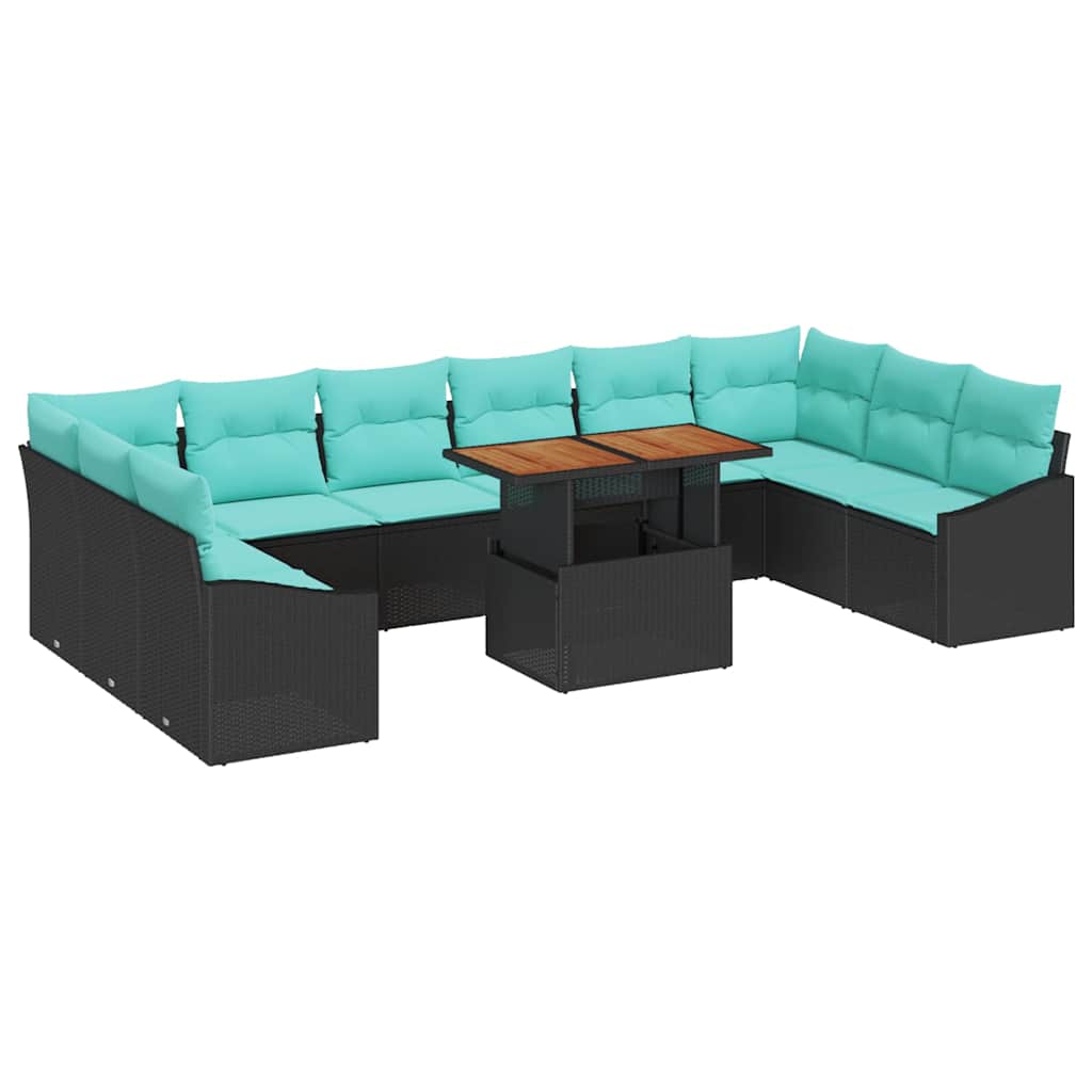 Garten Essgruppe mit Kissen 11 pcs Schwarz und Teal
