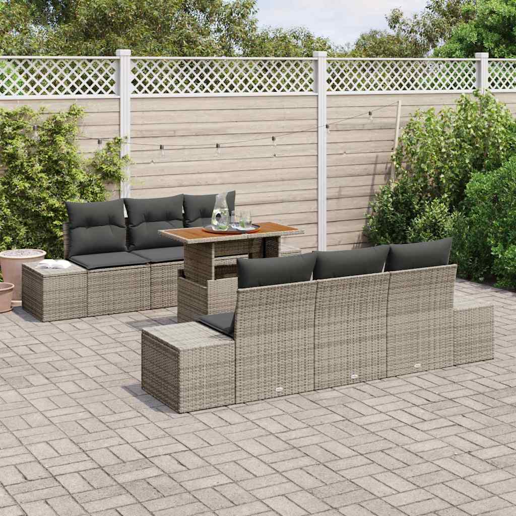 Garten Essgruppe mit Kissen 7 pcs Grau und Braun