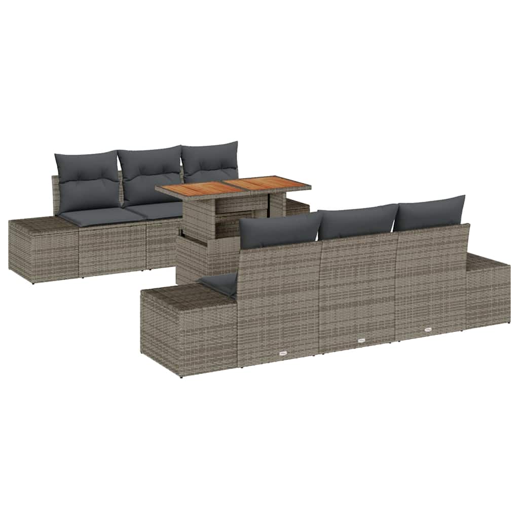 Garten Essgruppe mit Kissen 7 pcs Grau und Braun