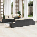 Garten Essgruppe mit Kissen 9 pcs Schwarz und Creme