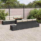 Garten Essgruppe mit Kissen 9 pcs Schwarz und Creme