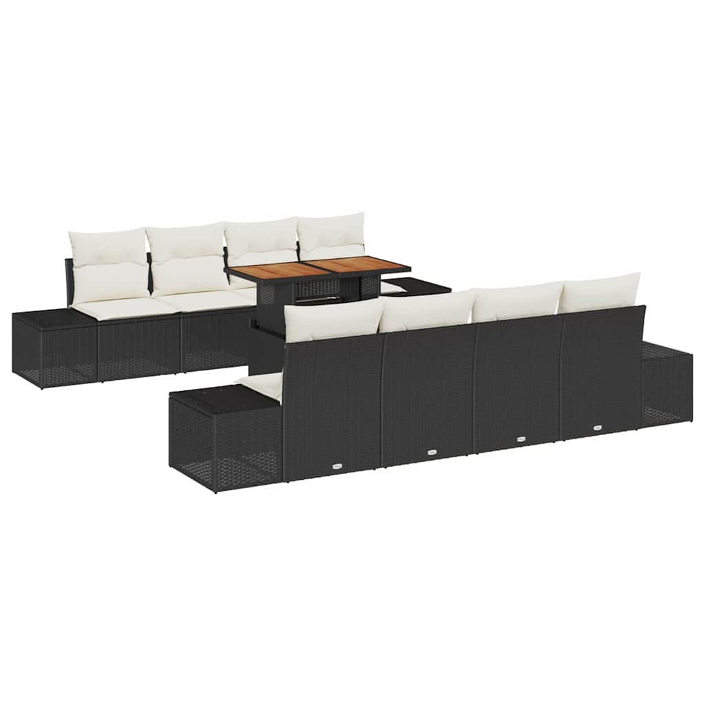 Garten Essgruppe mit Kissen 9 pcs Schwarz und Creme