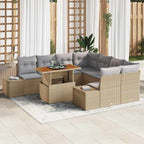 Garten Essgruppe mit Kissen 9 pcs Beige und Grau