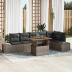 Garten Essgruppe mit Kissen 7 pcs Grau und Braun