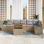 Garten Essgruppe mit Kissen 7 pcs Beige und Grau