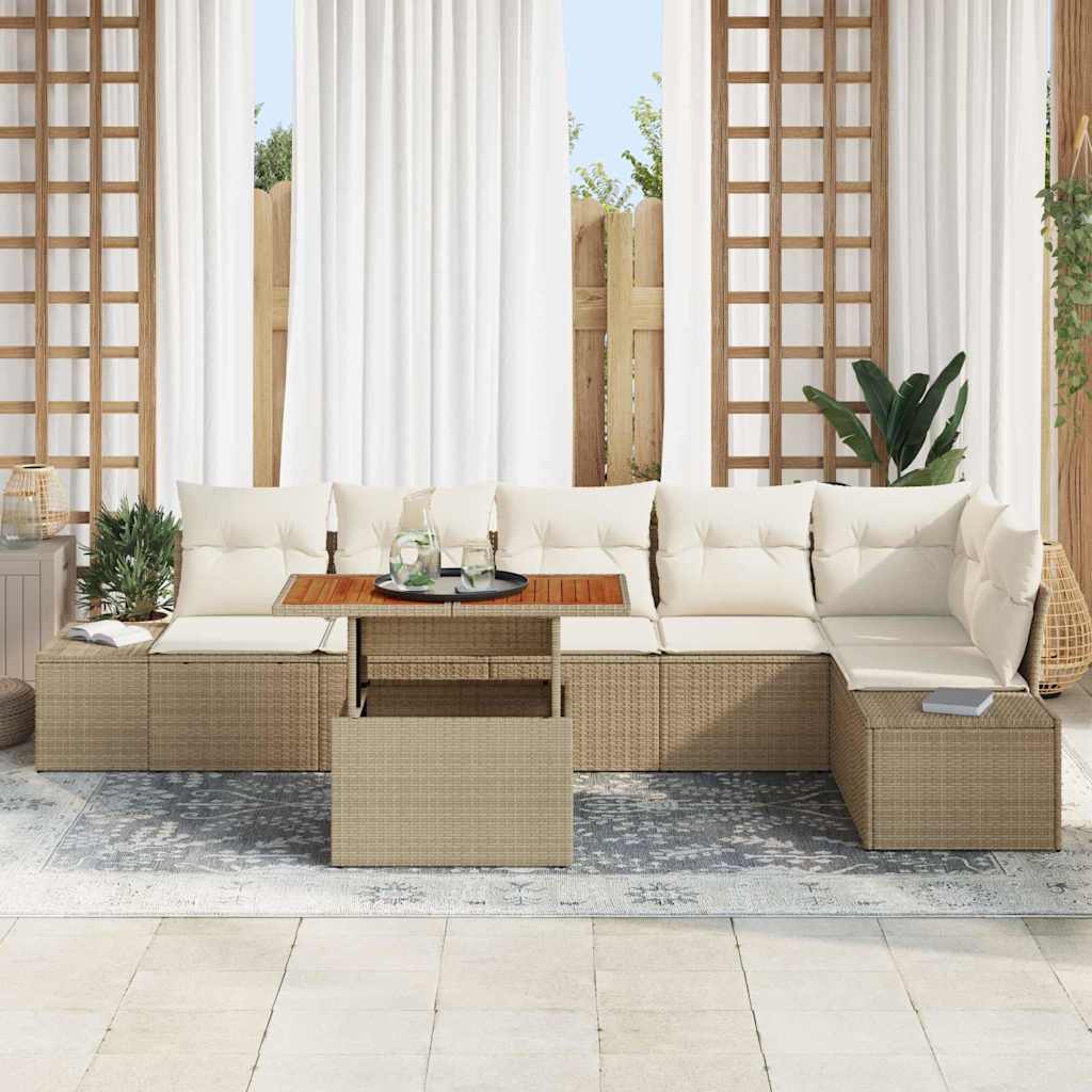 Garten Essgruppe mit Kissen 7 pcs Beige und Creme