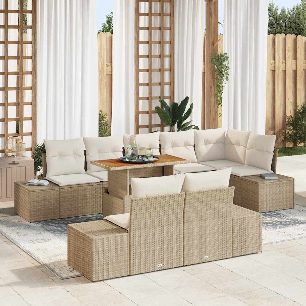 Garten Essgruppe mit Kissen 9 pcs Beige und Creme