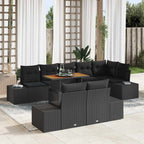 Garten Essgruppe mit Kissen 9 pcs Schwarz und Braun