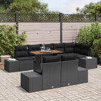 Garten Essgruppe mit Kissen 9 pcs Schwarz und Braun