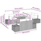 Garten Essgruppe mit Kissen 9 pcs Schwarz und Braun