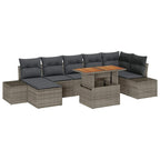 Garten-Sofa-Set mit Kissen 8 pcs Grau und Braun