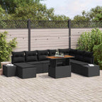 Garten Essgruppe mit Kissen 9 pcs Schwarz und Braun