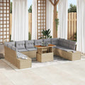 Garten-Sofa-Set mit Kissen 11 pcs Beige und Grau
