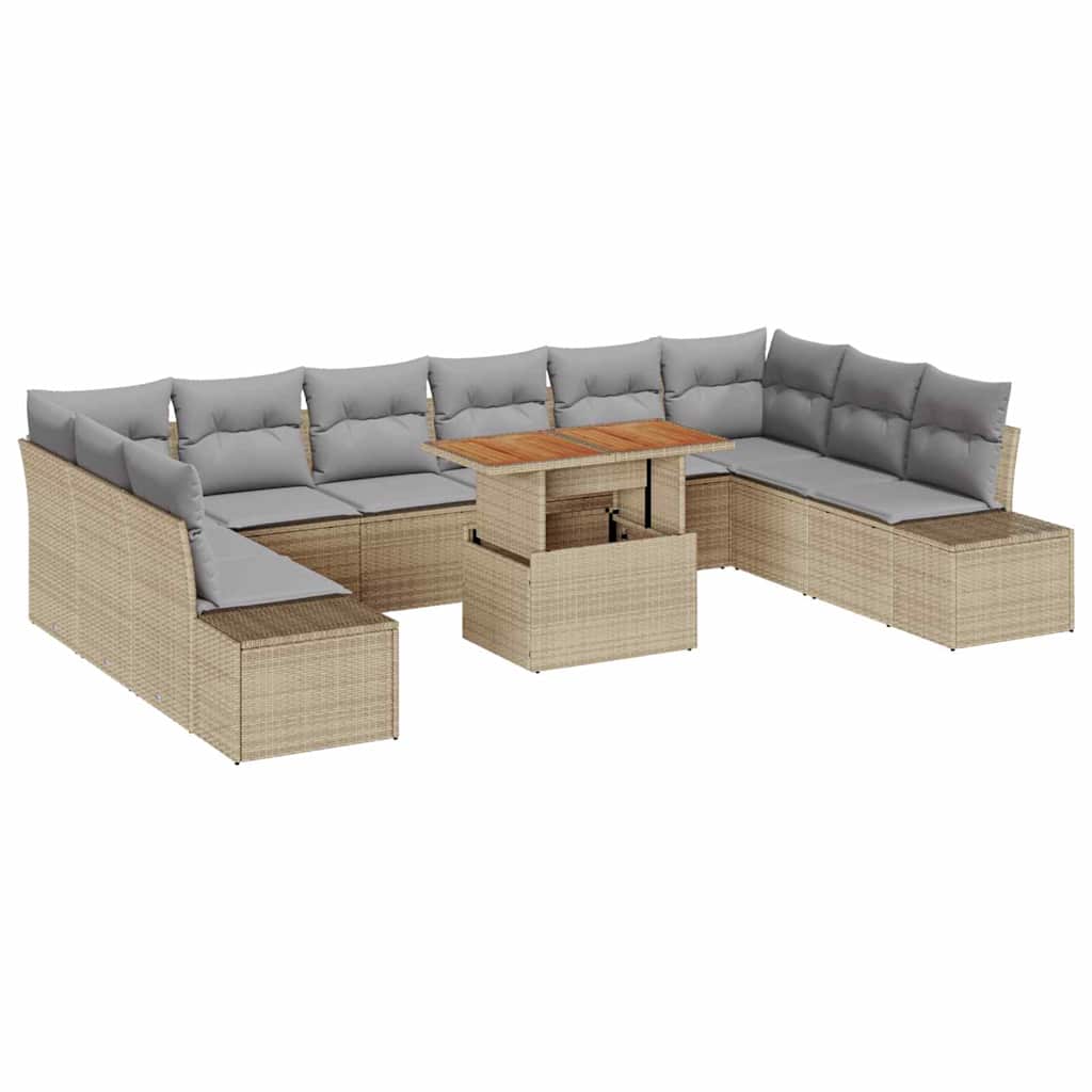 Garten-Sofa-Set mit Kissen 11 pcs Beige und Grau