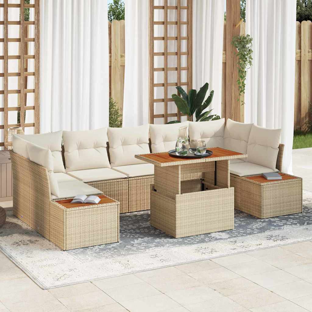 Garten Essgruppe mit Kissen 8 pcs Beige und Creme