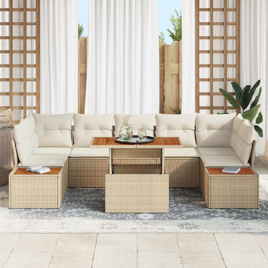Garten Essgruppe mit Kissen 8 pcs Beige und Creme